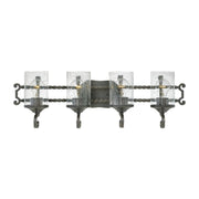 Front view of the Hinkley Casa four-light vanity in Olde Black.