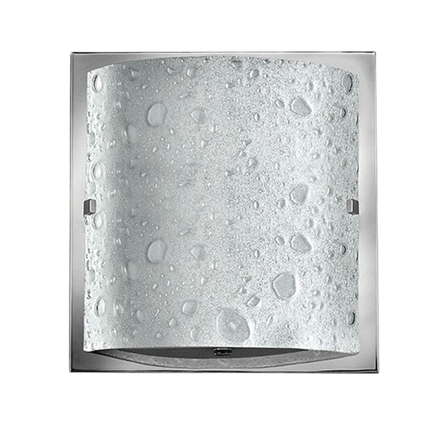 Front view of the Daphne wall sconce and its textured glass panel