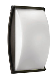 Hinkley Atlantis wall sconce with a bowed pale diffuser and slim bronze frame
