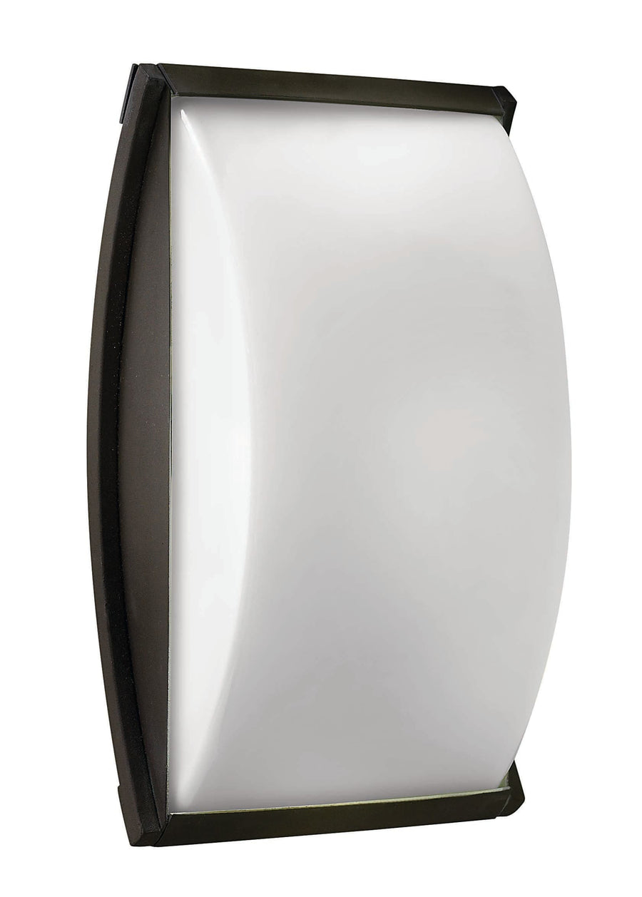 Hinkley Atlantis wall sconce with a bowed pale diffuser and slim bronze frame
