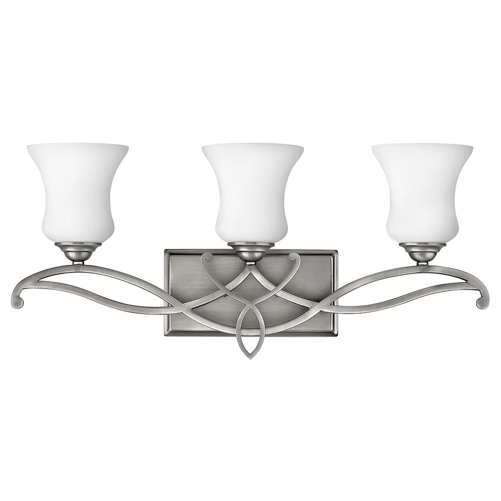 Hinkley Brooke three-light vanity with interlacing Antique Nickel curves