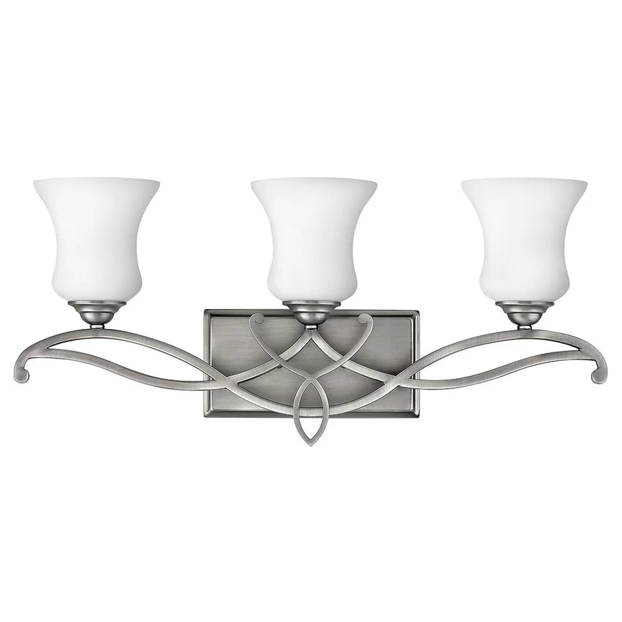 Hinkley Brooke three-light vanity with interlacing Antique Nickel curves