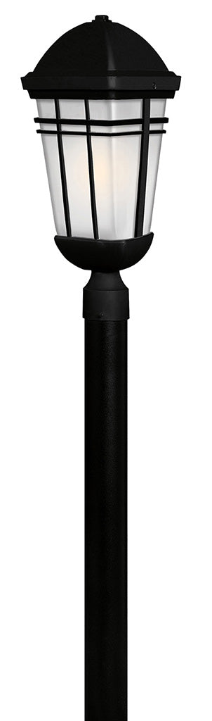Hinkley Buckley 1371BK black outdoor post lantern with cased opal glass