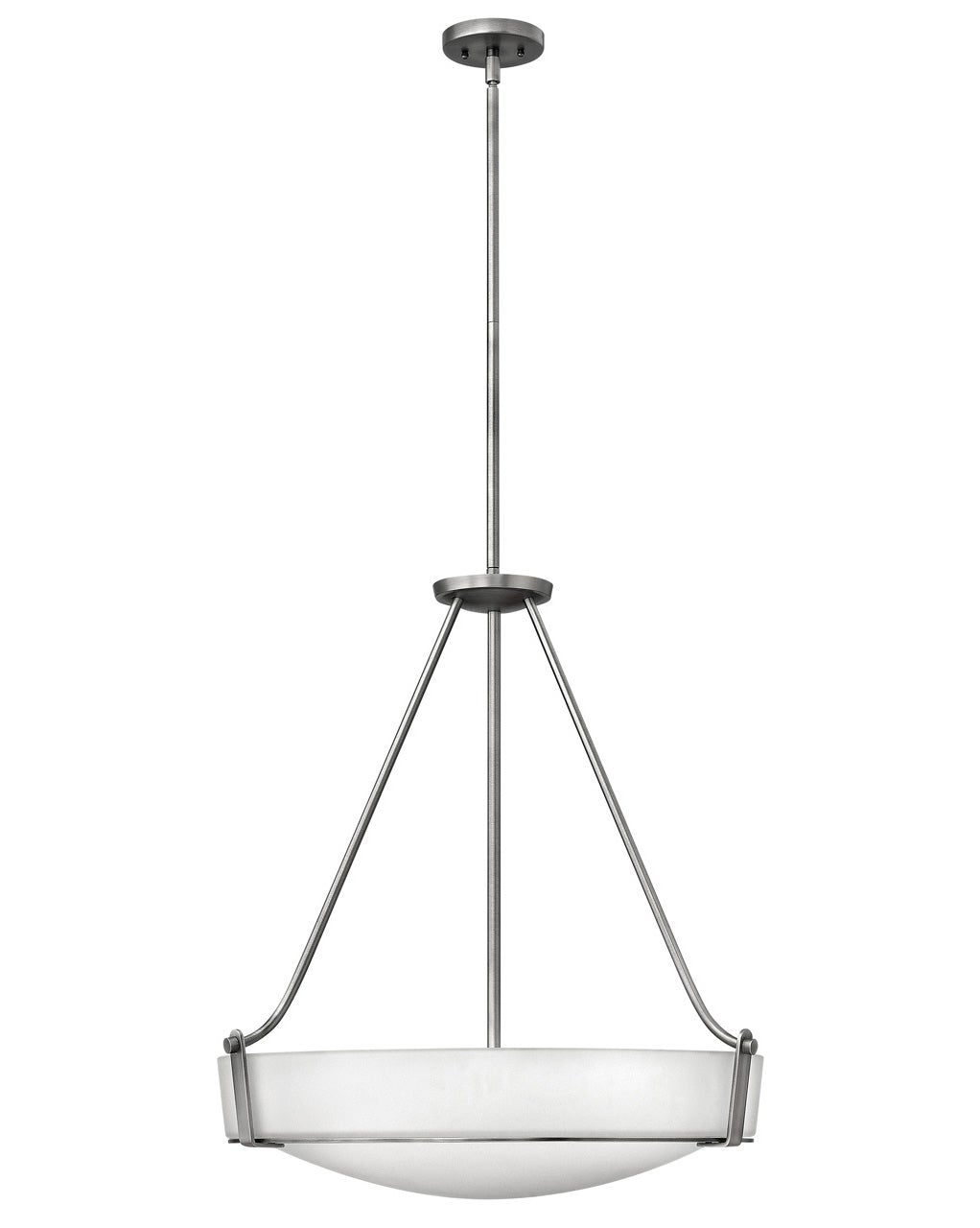Hinkley Hathaway bowl pendant with Antique Nickel supports and an opal bowl shade