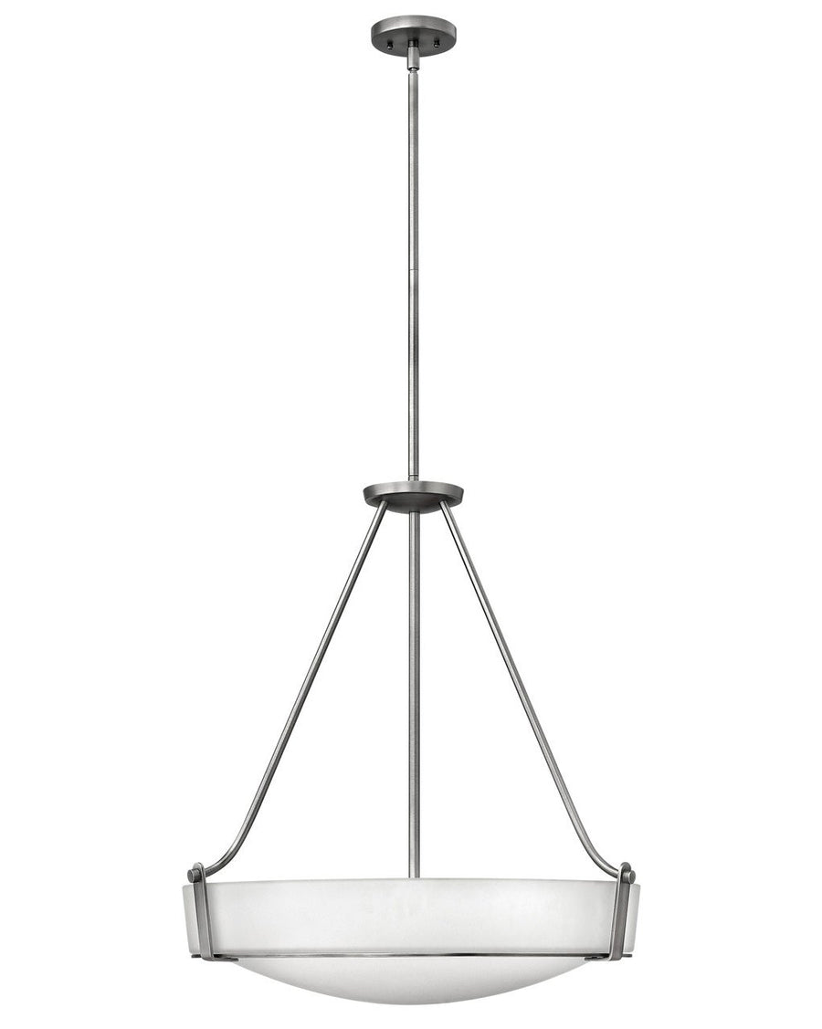 Hinkley Hathaway bowl pendant with Antique Nickel supports and an opal bowl shade