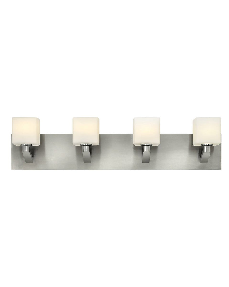 Hinkley Sophie 4-light vanity light in Brushed Nickel with etched opal glass