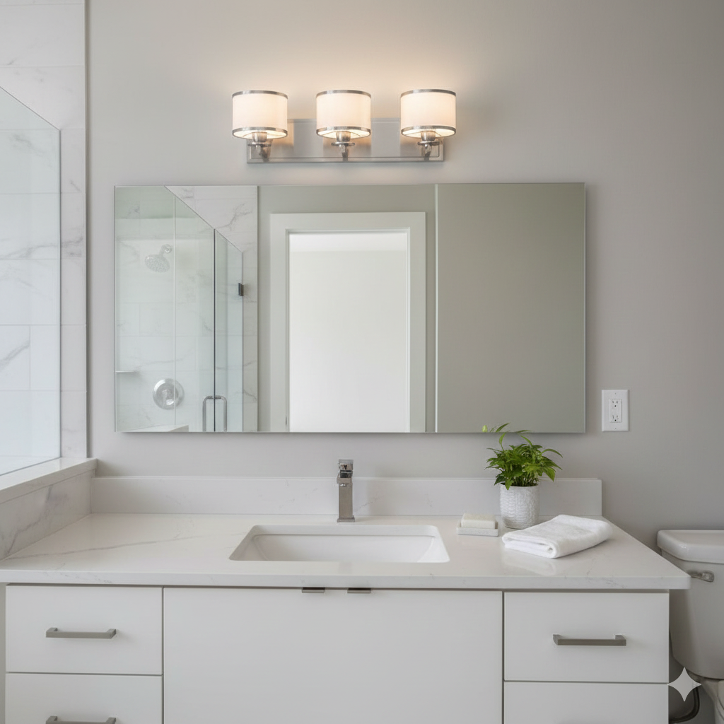 Hudson Valley 6103-SN three-light bath bracket in satin nickel for a bathroom vanity wall