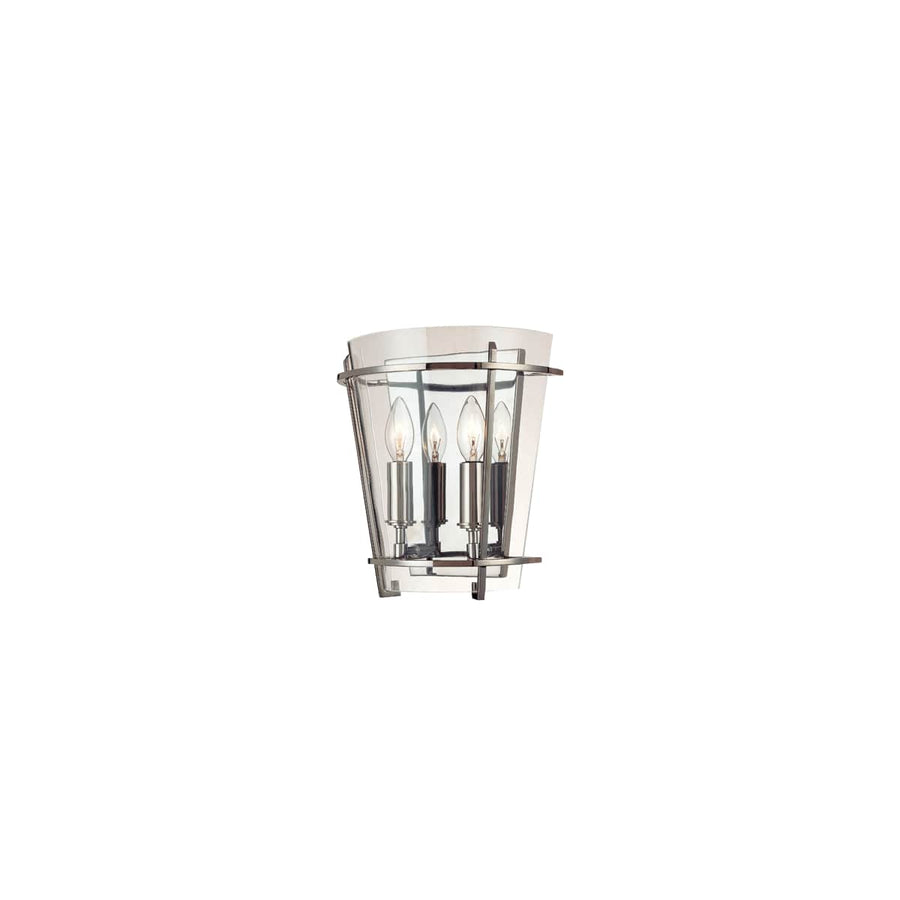 Hudson Valley Fairview 9002-BN Black Nickel wall sconce with a tapered transparent surround and candle-style lights