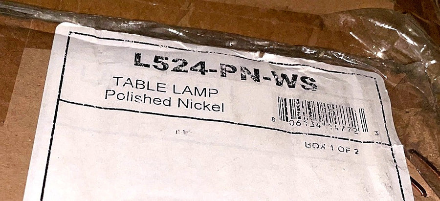 User-supplied Hudson Valley L524-PN-WS carton label showing polished nickel finish and UPC 806134147723