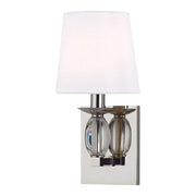 Hudson Valley Cameron 4611-PN wall sconce showing the candle cup, fluted clear accent and reflective backplate