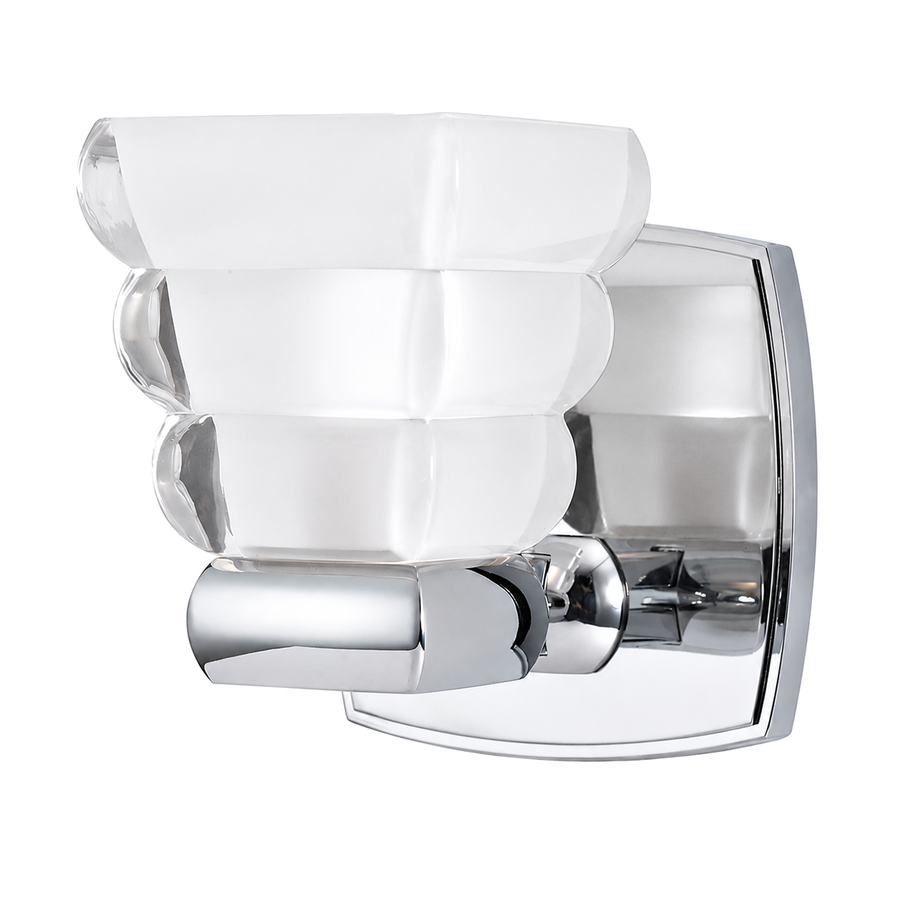 Hudson Valley Warren chrome wall sconce with a stacked rounded glass shade