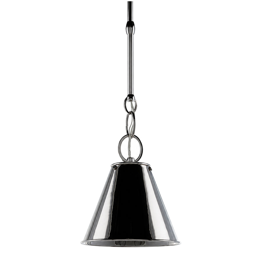 Hudson Valley Altamont mini pendant with a reflective Polished Nickel cone shade
