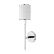 Hudson Valley Aberdeen 621-PN wall sconce showing the tailored shade trim, straight stem and polished round backplate