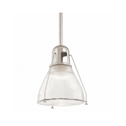 Hudson Valley Haverhill pendant in satin nickel with clear ribbed glass