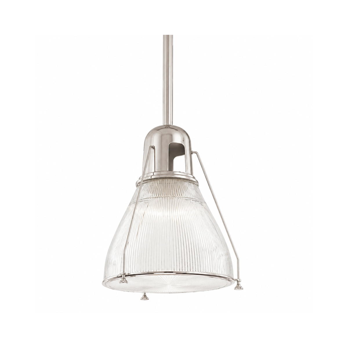 Hudson Valley Haverhill pendant in satin nickel with clear ribbed glass