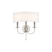 Hudson Valley Lighting Mason Three-Light Wall Sconce In Polished Nickel With White Faux Silk Shades — 8023-PN