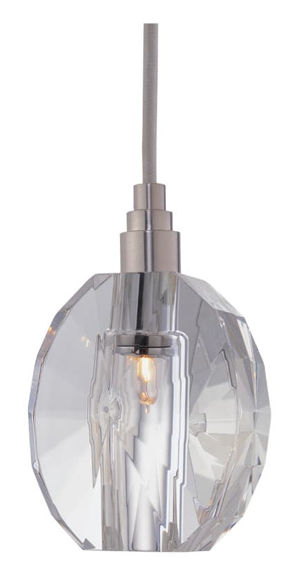 Hudson Valley Naples 3506-SN-S005 Satin Nickel mini pendant with clear glass and silver cord