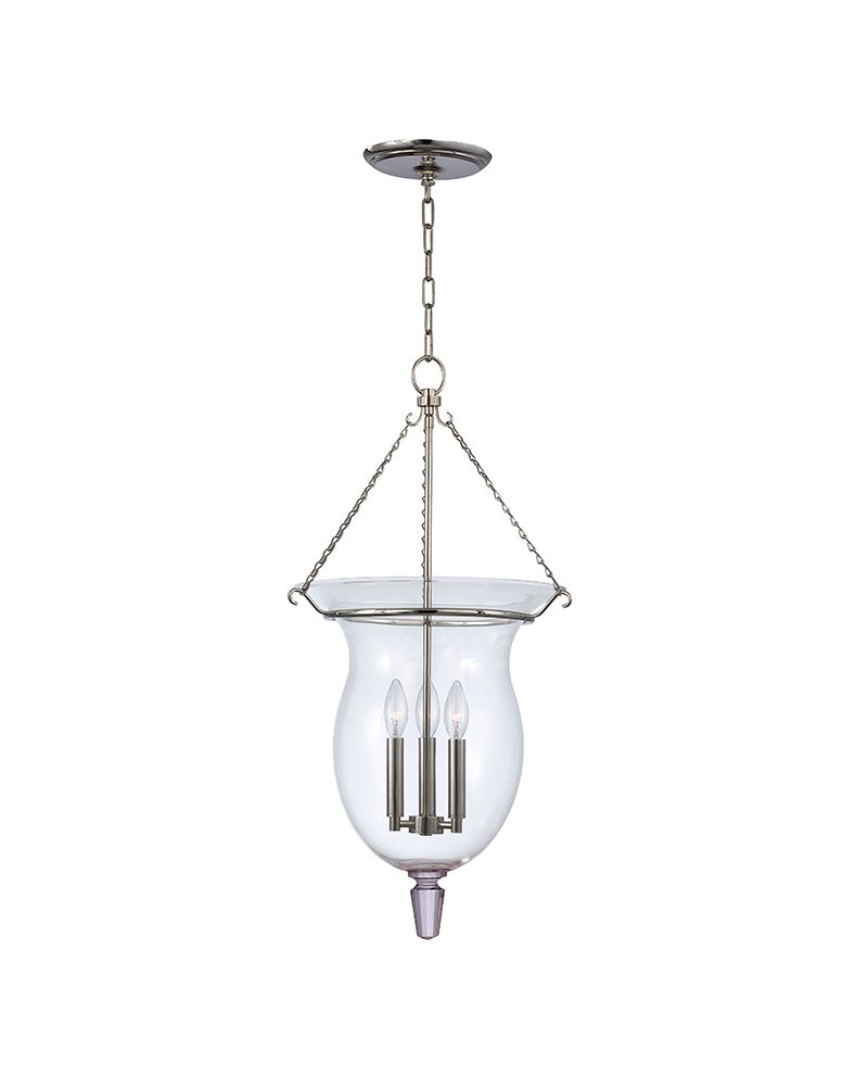 Hudson Valley Ulster 842-PN three-light pendant in Polished Nickel with clear glass
