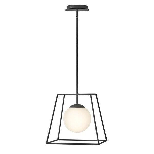 Hinkley 4377PL globe pendant with an open geometric frame