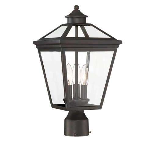 Ellijay Outdoor Post Lantern 3-Light – 17.5" English Bronze Finish