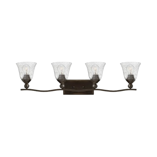 Hinkley Bolla four-light vanity in Old Bronze with flared textured shades
