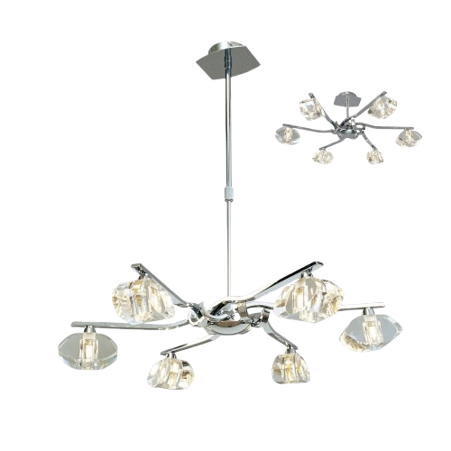 Mantra Alfa 6-Light Semi-Flush Convertible Ceiling Light – Polished Chrome