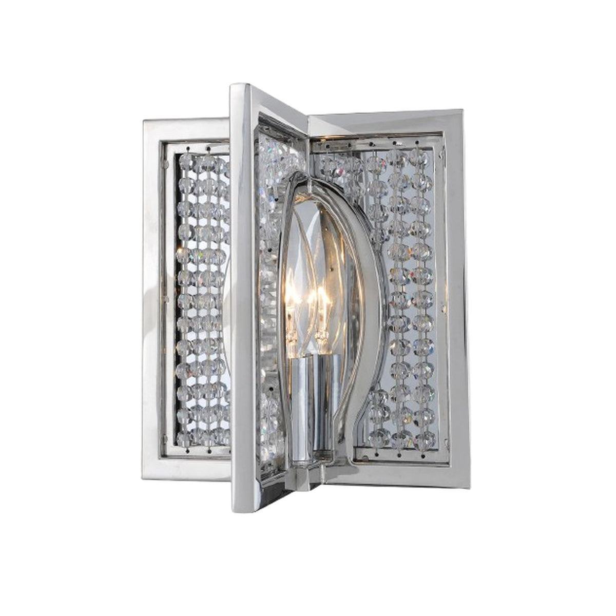 Kalco Rockefeller wall sconce showing folded geometric panels and crystal-bead rows