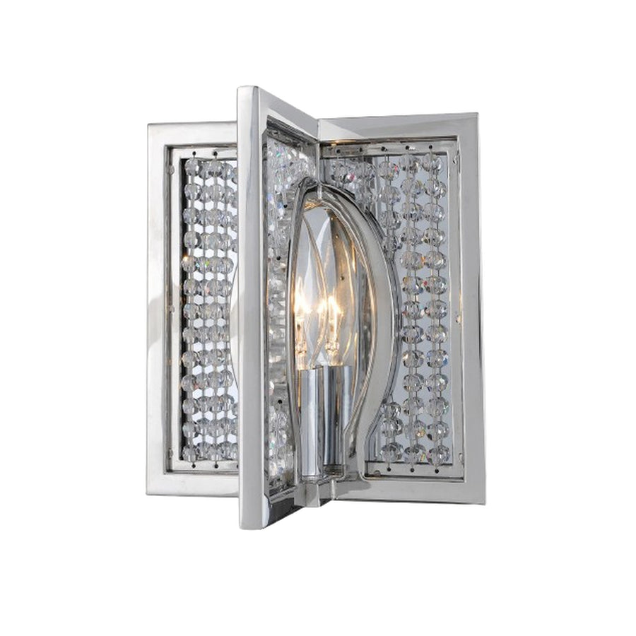 Kalco Rockefeller wall sconce showing folded geometric panels and crystal-bead rows