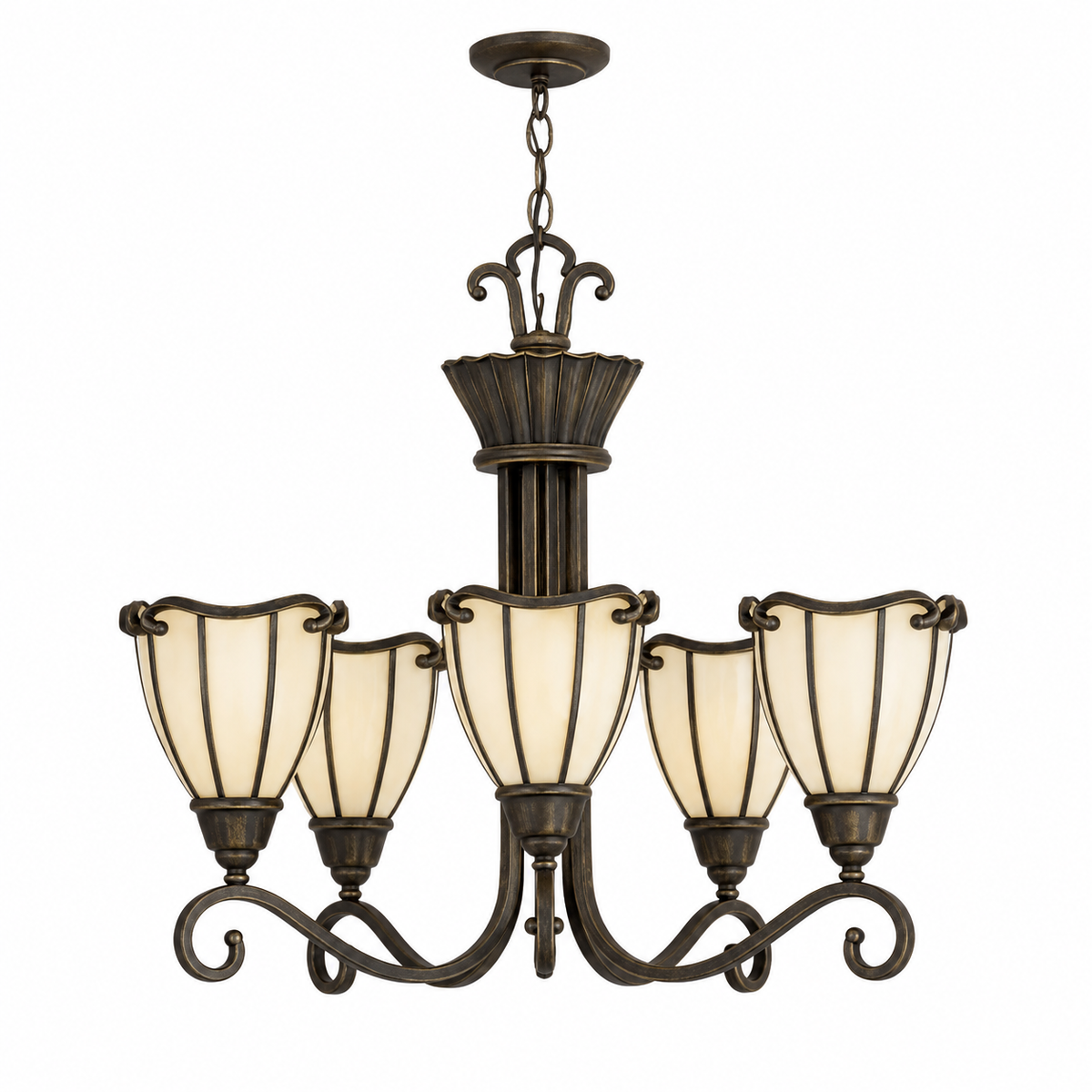 Kichler 66039 AGZ five-light chandelier in bronze with gold accents