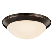 Kichler 8881PB 1-light flush mount ceiling fixture in polished bronze with satin-etched opal glass shade
