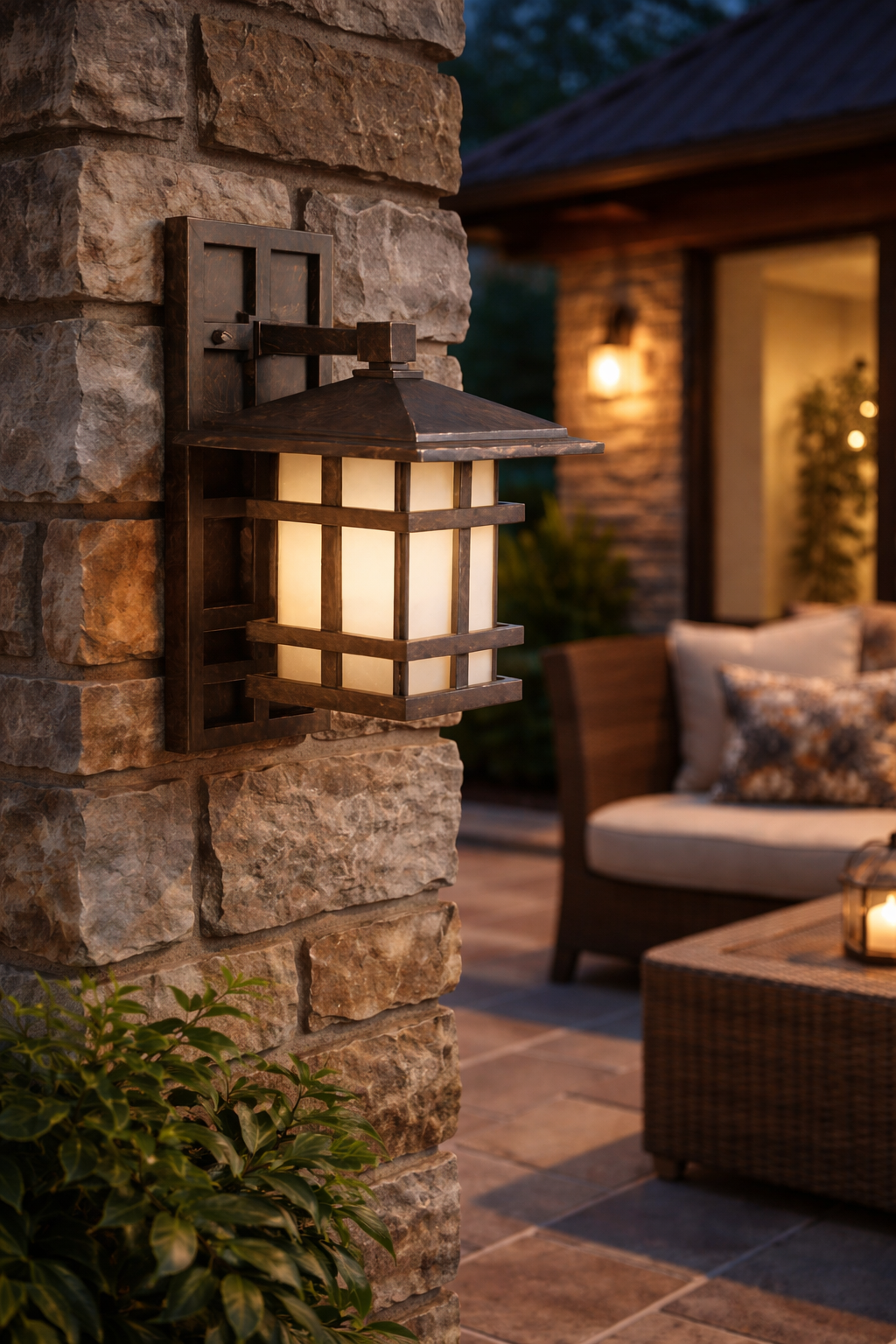 Kichler Outdoor Wall Lantern Light, Aged Bronze Finish, Seedy Glass Panel, Wet Location Rated