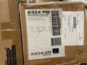 Kichler Dover 6324PB carton label showing polished brass finish and UPC 783927114059