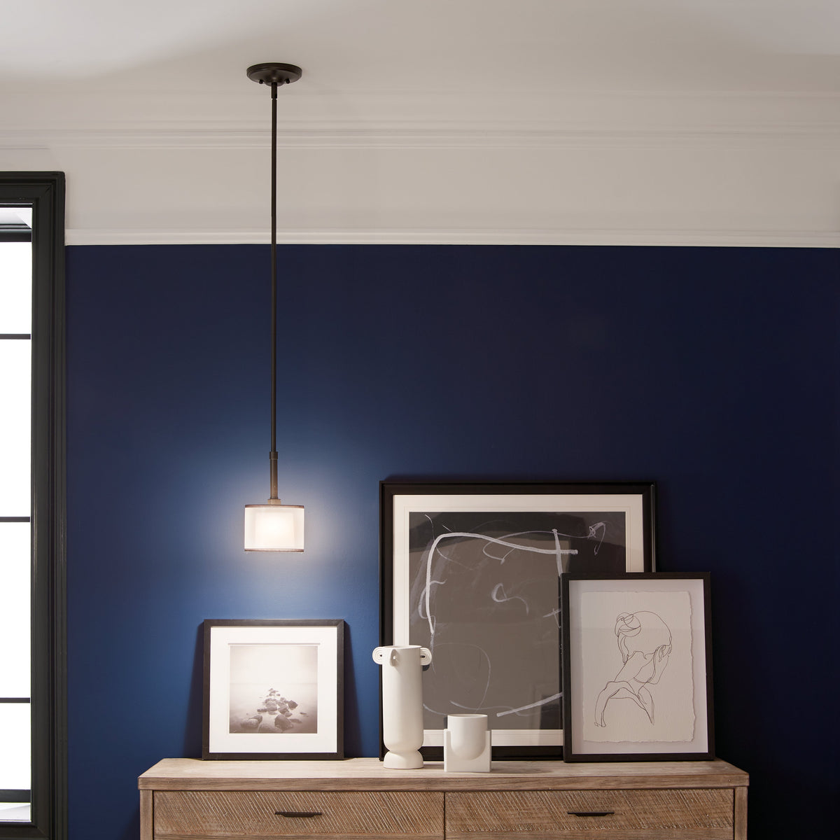 Kichler Lacey 42384MIZ mini pendant installed in a living room