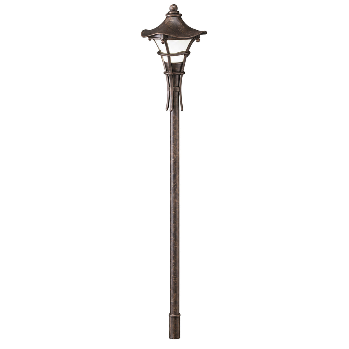 Kichler Cotswold bronze path light with a straight stem and small pale shade