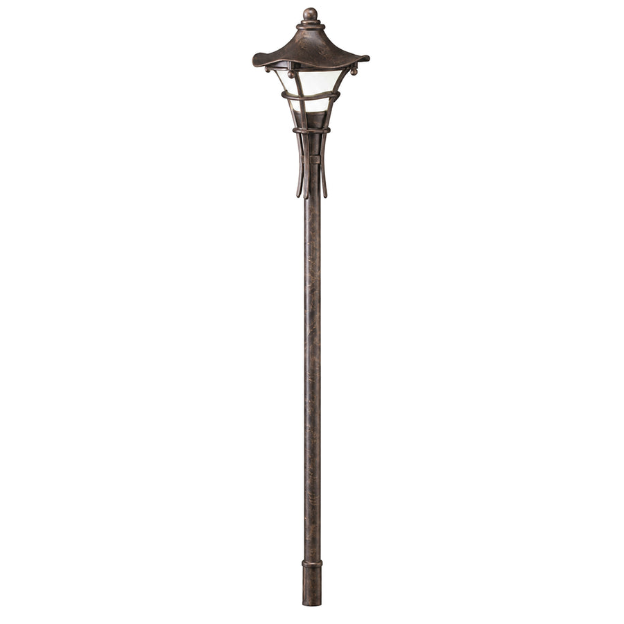 Kichler Cotswold bronze path light with a straight stem and small pale shade