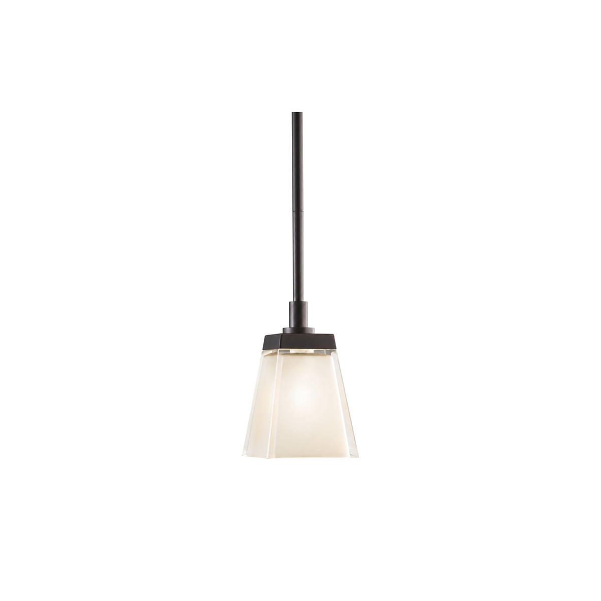 Urban Ice pendant with an Olde Bronze stem and stepped cap above layered tapered glass.