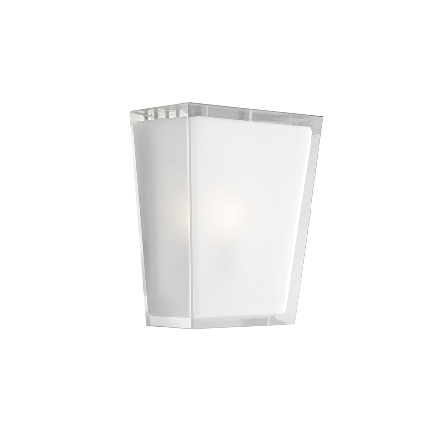 Kichler Urban Ice 6059AP wall sconce with a tapered frosted shade and thick clear glass edges