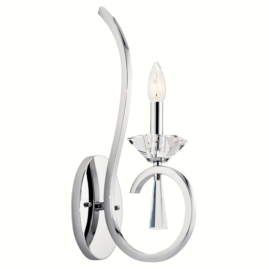 Kichler Optic Ice 42896CH one-light indoor wall sconce in polished chrome with optical crystal accents