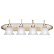 Kichler Portsmouth 5934AB four-light bathroom vanity light in Antique Brass