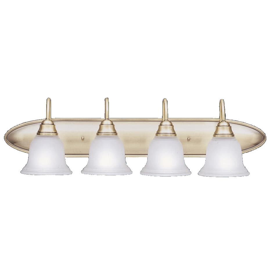 Kichler Portsmouth 5934AB four-light bathroom vanity light in Antique Brass