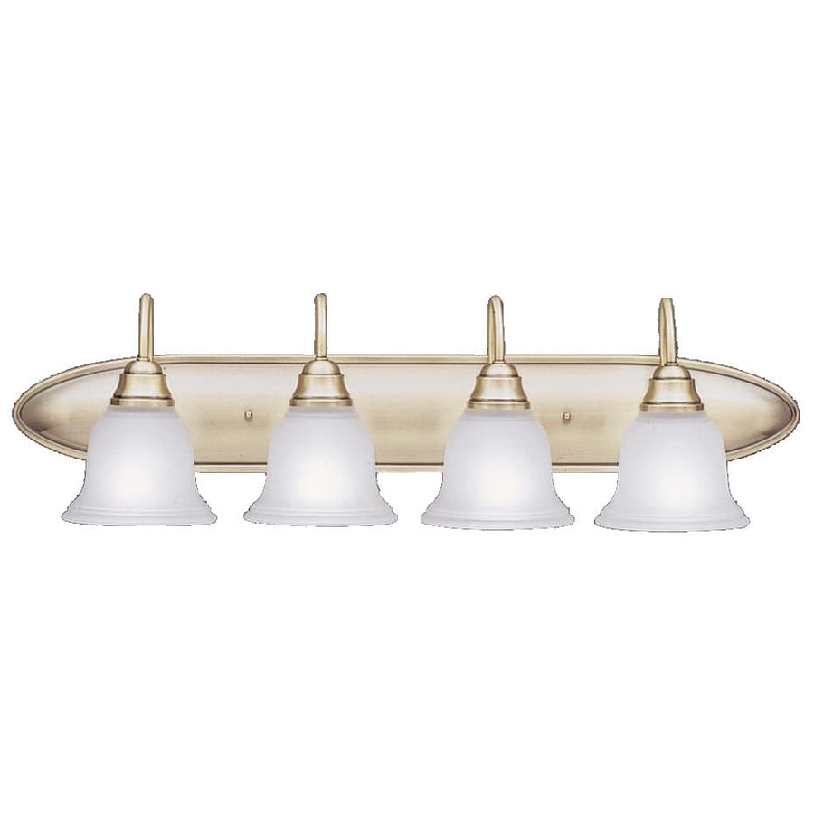 Kichler Portsmouth 5934AB four-light bathroom vanity light in Antique Brass