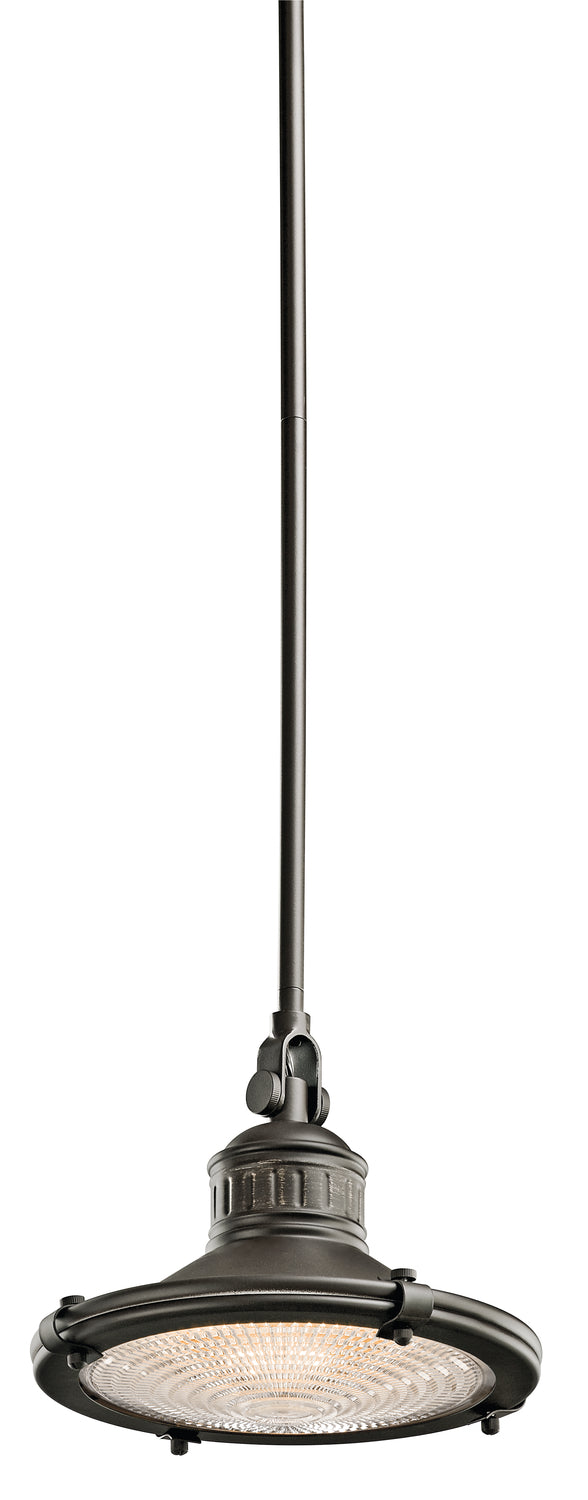 Long suspension view of the Kichler Sayre Olde Bronze mini pendant