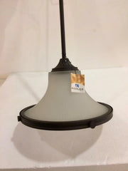 Close view of the Kichler Searcy Street flared glass shade and rim