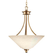 Kichler Wharton Natural Brass pendant with Pine Bark glass bowl