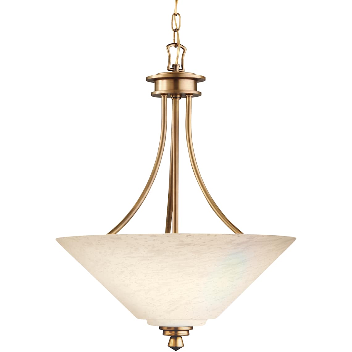 Kichler Wharton Natural Brass pendant with Pine Bark glass bowl