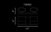 Kuzco Lighting 740402 factory dimension drawing showing 13-inch width and 4-inch profile