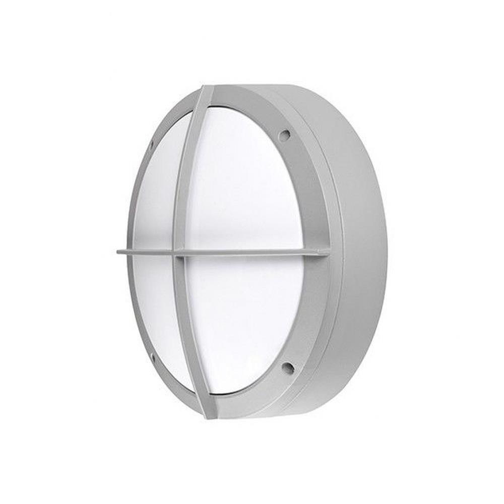 Kuzco EW1811-GY round grey light with a white domed diffuser and cross-shaped front ribs.