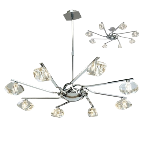 Mantra Alfa Pendant – 8 Light G9, Polished Chrom