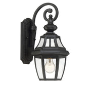 Opposite side of the Endorado Black lantern showing its clear curved panes and single bulb