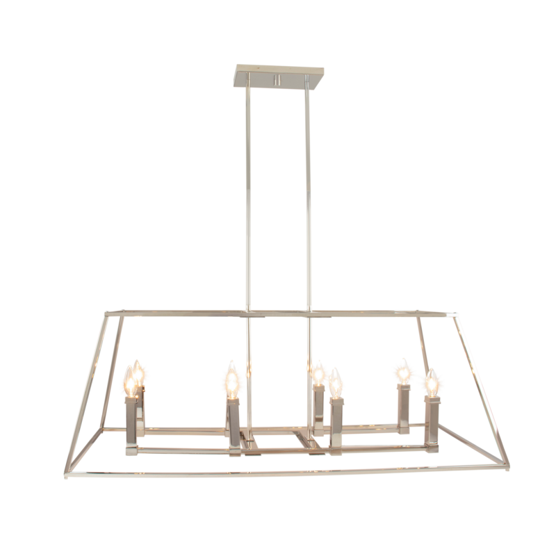 Levico Lighting Casa R748D-PN polished nickel 8-light island pendant front view